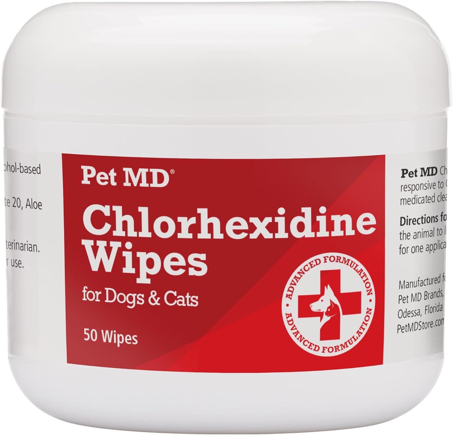Pet MD Topical Wipes for Cleansing - with Aloe for Cats and Dogs - 50 Count