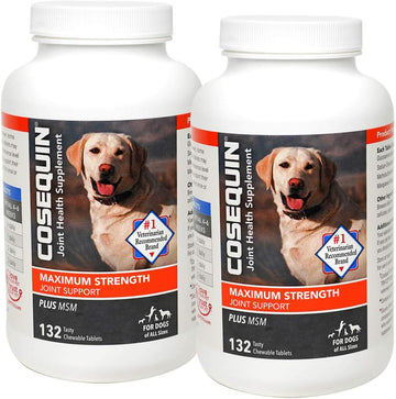 Nutramax Cosequin Maximum Strength Joint Health Supplement for Dogs - With Glucosamine, Chondroitin, and MSM, 2 Pack, 264 Total Chewable Tablets