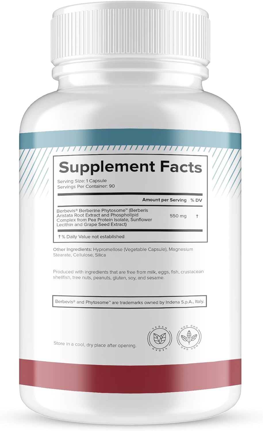 Berberine Phytosome With Berbevis, 550Mg Enhanced Absorption Supplement For Metabolic Support & Heart Health, Highly Bioavailable Berberine Complex, Gluten-Free, Non-Gmo, 90 Vegetarian Capsules