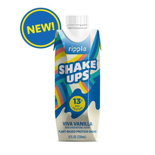 Ripple Shake Ups Kids Protein Shake, Vanilla |13G Pea Protein | Shelf-Stable Single Serve Cartons| Dairy-Free | 8 Fl Oz (Pack Of 12)