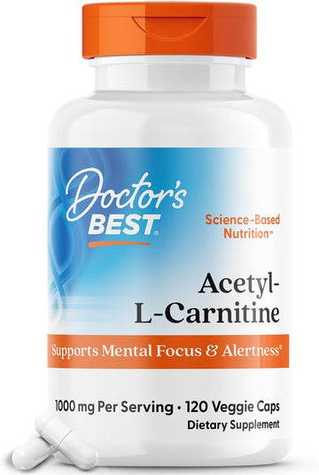 Doctors Best Acetyl-L-Carnitine, Supports Mental Focus & Alertness, Non-Gmo, Gluten Free, Soy Free, Vegan 120 Veggie Caps