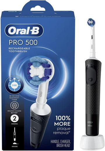 Oral-B Pro 500 Electric Toothbrush With (1) Brush Head, Rechargeable, Black