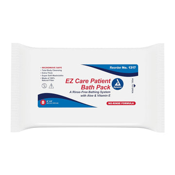 Dynarex 1317 Ez Care Patient Bath Packs, Pre-Moistened Disposable Wet Wipes, No Rinse Cleansing Washcloth With Aloe Vera & Vitamin E, For Hospital & Home Use, 8X8" Sheet, Pack Of 192