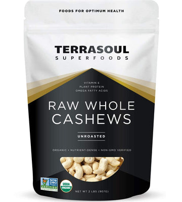 Terrasoul Superfoods Organic Raw Cashews, 2 Lbs, Premium Quality for Snacking, Baking, and Culinary Creations
