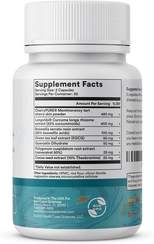 Vitacell+ Longvida Optimized Liposomal Curcumin Capsules - Ingredients For Joint Mobility, Energy Boost – Quercetin, Resveratrol, Boswellia Serrata & More