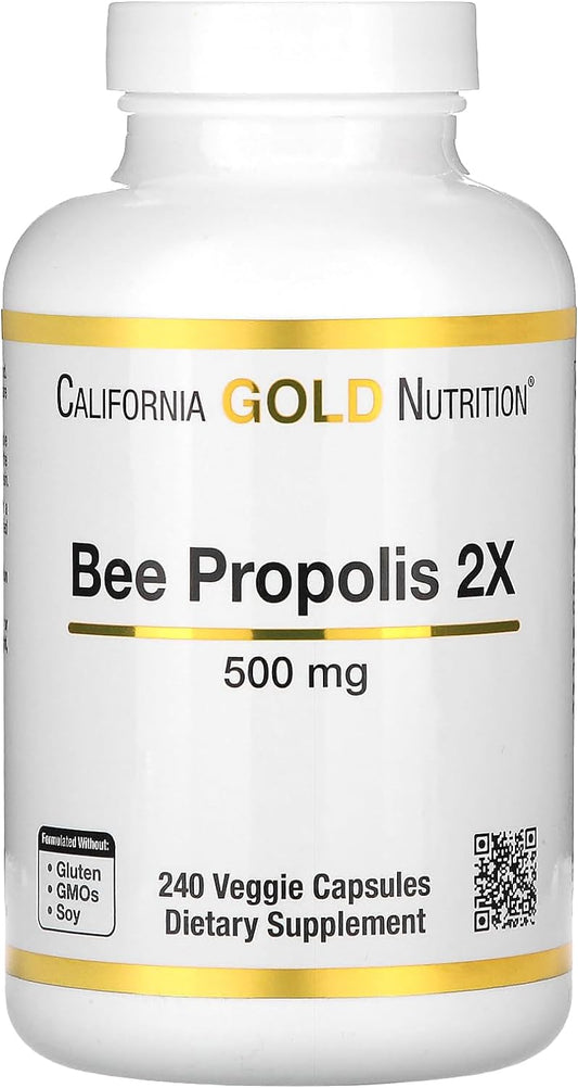 Bee Propolis 2X Potency, Concentrated Extract 500 mg, Equivalent to 10