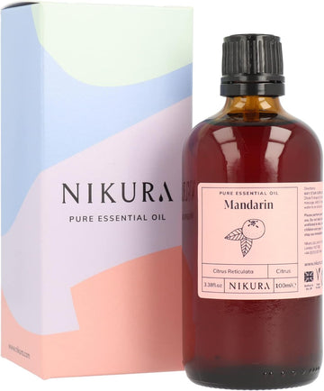 Nikura Mandarin Essential Oil - 100ml | 100% Pure Natural Oils | Perfect for Aromatherapy, Diffusers, Humidifier, Bath | Great for Self Care, Lifting Mood, Improving Sleep | Vegan & UK Made