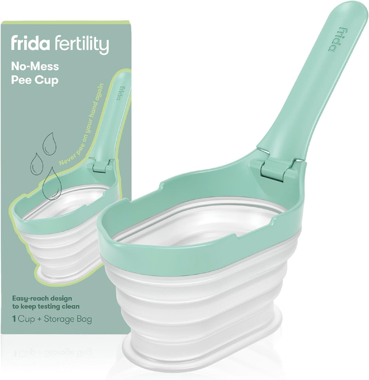 Frida Fertility No-Mess Pee Cup, Reusable Urine Cup For Pregnancy Tests, Ovulation Tests, & Fertility Tests, Family Planning Essentials Sample Containers (1 Cup & Storage Bag)