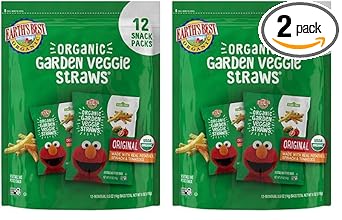 Earth'S Best Organic Kids Snacks, Sesame Street Toddler Snacks, Organic Garden Veggie Straws For Toddlers 2 Years And Older, Original, Multipack, .5 Oz Bags, 12 Count (Pack Of 2)