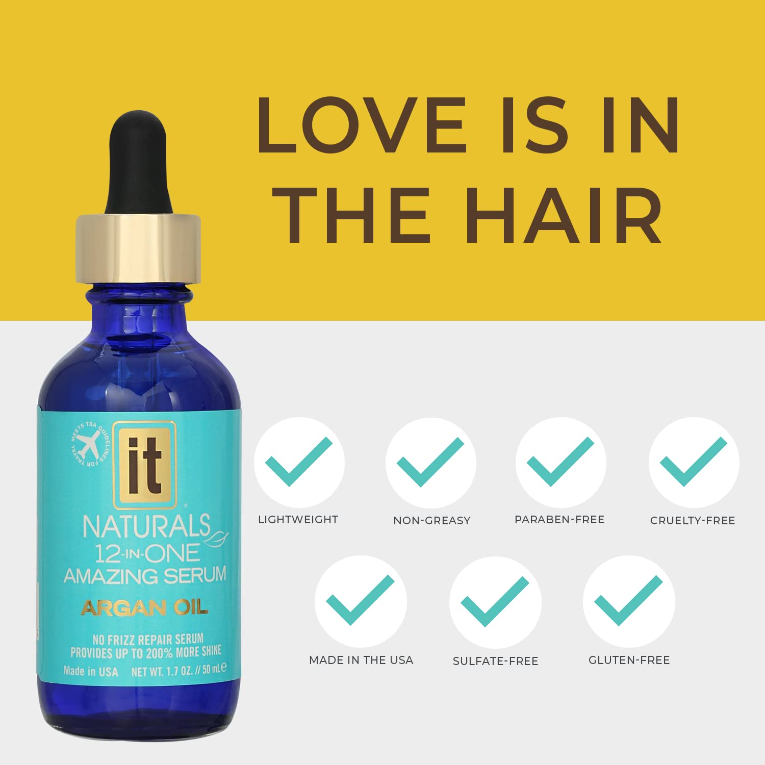 12-In-One Argan Oil Hair Serum - No Frizz Repair Serum, Provides More Shine - Sulfate-Free, Repairs, Protects And Strengthens Hair - Sunflower Oil And Abyssinian Oil