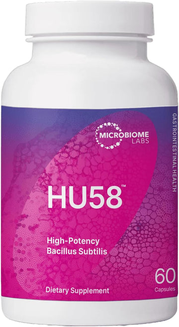 Microbiome Labs Hu58 Digestive Probiotic - Bacillus Subtilis Spore Probiotic For Gut Health + Immune Support - Men And Womens Probiotic With 100% Survivability In The Gi Tract (60 Capsules)