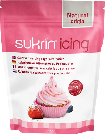 Sukrin Icing - All Natural, Zero Calorie, Zero Gi, Powdered 1:1 Sugar Substitute, With Erythritol And Stevia, Keto And Low Carb, Vegan, Baking, Frosting, Non Gmo, 14.2Oz (1 Pack)