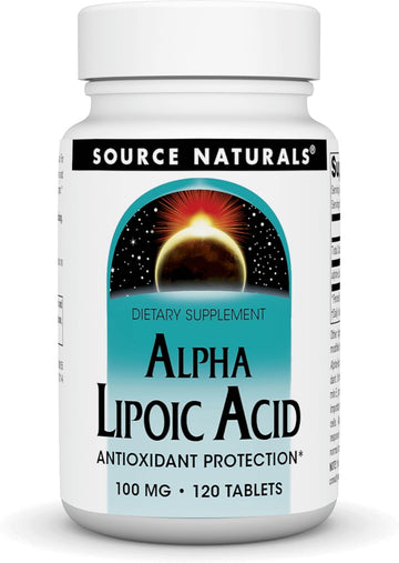 Source Naturals Alpha Lipoic Acid Supports Healthy Sugar Metabolism, Liver Function & Energy Generation* - 100 Mg - 120 Tablets
