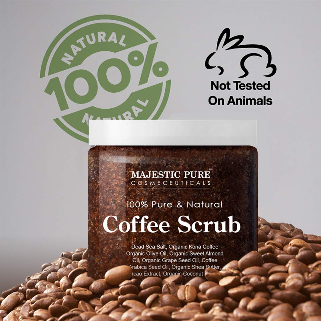 Majestic Pure Arabica Coffee Scrub - All Natural Body Scrub for Skin Care, Stretch Marks, Acne & Cellulite, Reduce the Look of Spider Veins, Eczema, Age Spots & Varicose Veins, Set Of 2 : Beauty & Personal Care