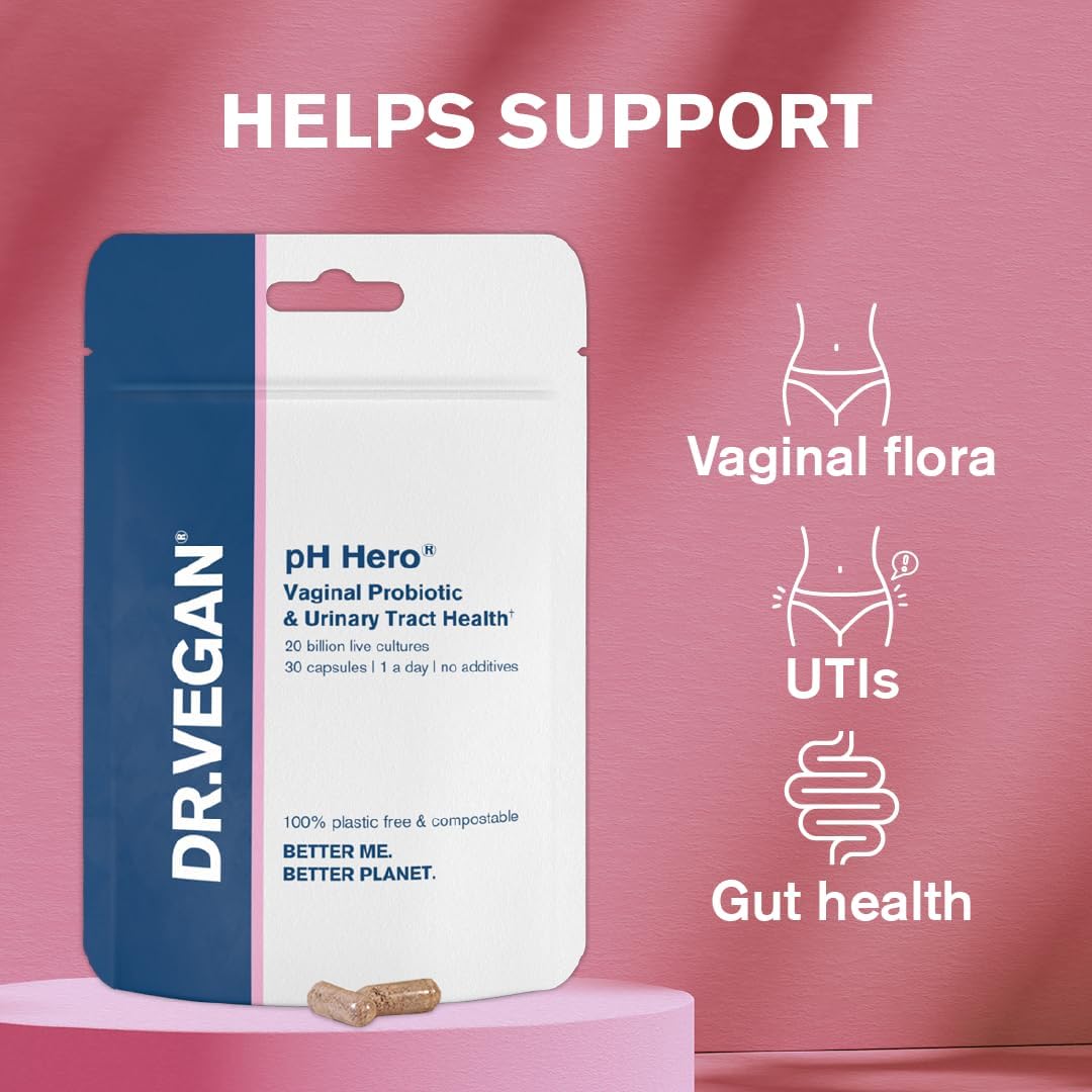 DR.VEGAN | pH Hero | Supports Balanced Vaginal Flora | 50bn CFU | Cranberry | Sea Buckthorn | Prevents UTIs and Infections : Health & Household