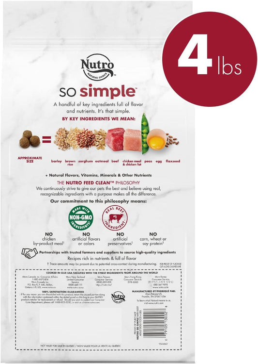 Nutro Dry Dog Food Nutro So Simple With Beef Adult Dog Food, 4 Lb