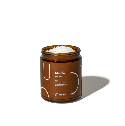Maude Soak No. 2 - Nourishing Mineral Bath Salts - Hand-Harvested Dead Sea Salt With Magnesium & Potassium Chloride - Soften & Rejuvenate Skin - Notes Of Pink Pepper & Lemon (8 Oz)