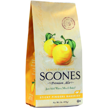 English Scone Mix, Lemon Poppyseed by Sticky Fingers Bakeries – Easy to Make English Scones Fresh Baked, Makes 12 Scones (1 pk)
