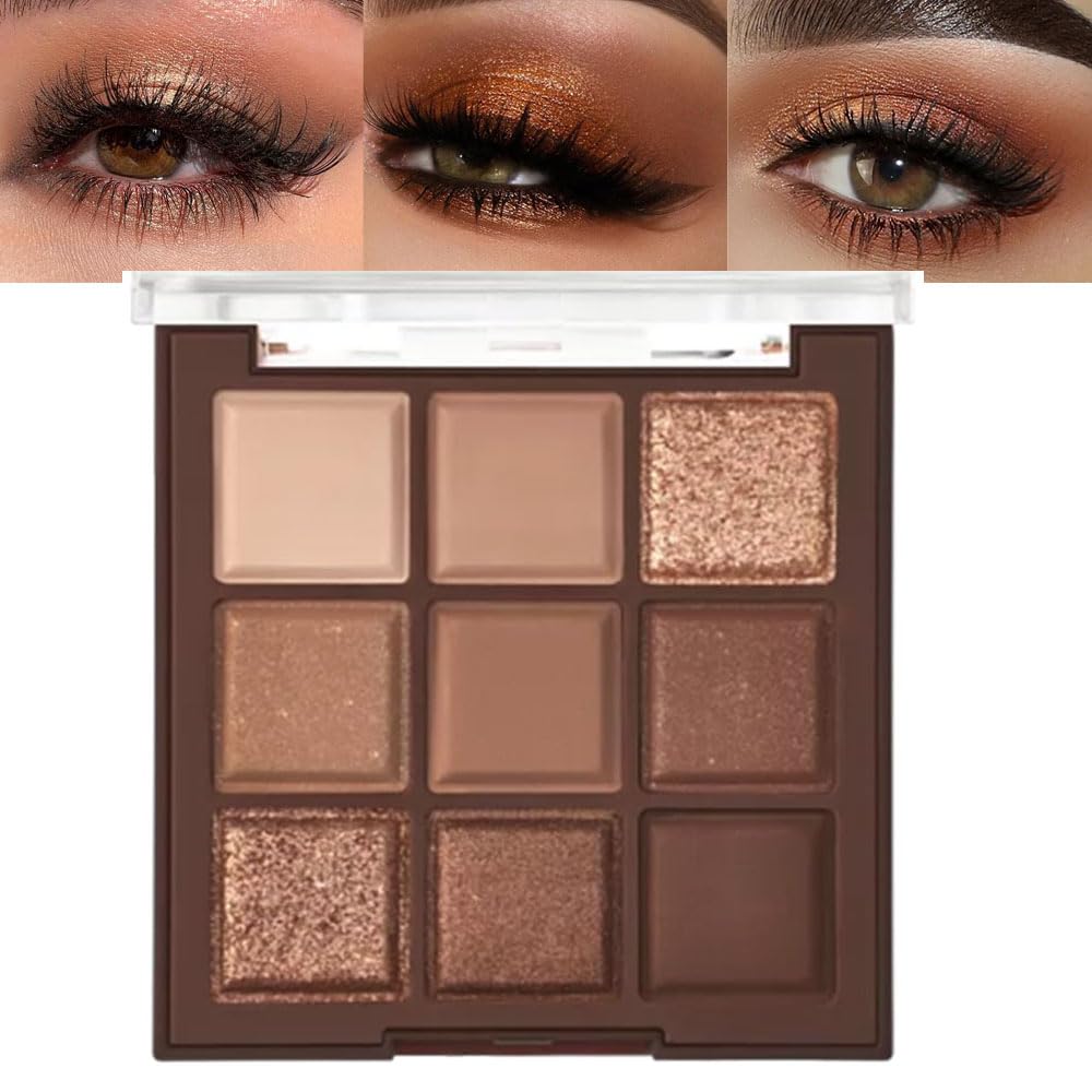 4 Colors Matte Shimmer Eyeshadow Makeup Palette,Nude Light Dark Brown Rose Gold Highly Pigmented Natural Neutral Eye Shadow Palette,Long Lasting Waterproof Naturing-Looking Women Girls Eye Shadow