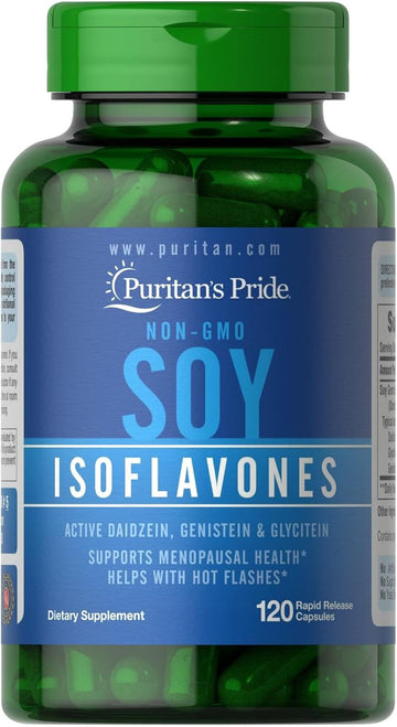 Puritan'S Pride Non-Gmo Soy Isoflavones Capsule 750 Mg, May Help With Hot Flashes In Menopausal Women*, 120 Ct