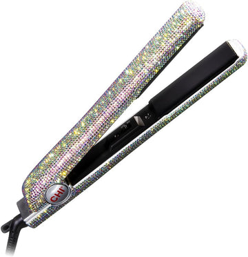 CHI The Sparkler Lava Ceramic Flat Iron, Special Edition, Hair Straightener for an Even & Smooth Finish, 11 Foot Cord for Convenience, 1" Iron, Silver