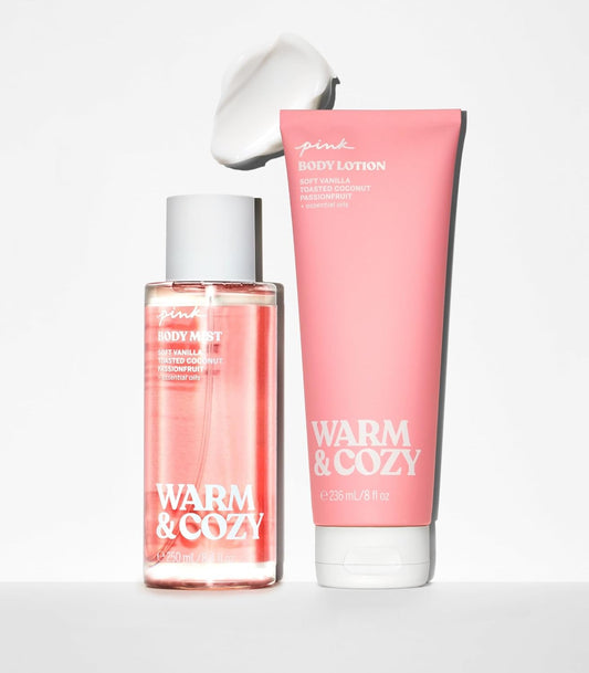 Victoria Secret Pink Warm And Cozy Scented Mist And Lotion Set (2Pc) - 8.4 Fl Oz & 8 Fl Oz