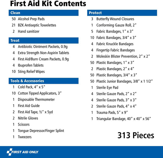 First Aid Only 313 Piece Home & Go Emergency First Aid Kit (91081)