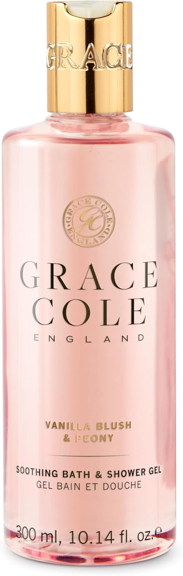 Grace Cole Vanilla Blush & Peony Refreshing Bath & Shower Gel 300Ml - Essential Oils - Vegan And Cruelty Free, No Sls Or Parabens - Made In England