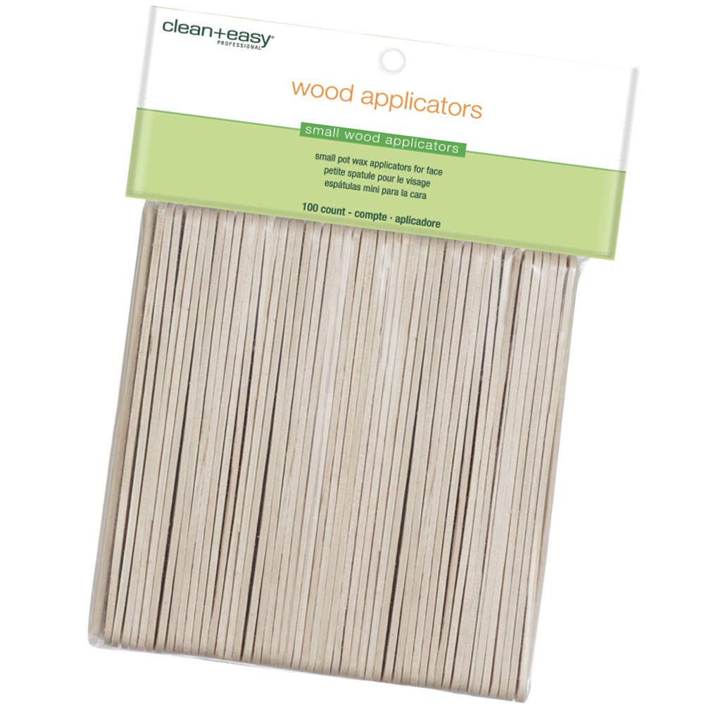 Clean + Easy Large Wooden Wax Stick Applicator – Waxing Sticks For Hair Removal On Body, Legs, Arms, Chest & Back – Disposable Spatula For Salon & At-Home Use, 100 Count