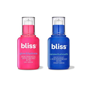 Bliss Glow & Hydrate Serum - Niacinamide + Hyaluronic Acid Serum Renew & Smooth Glycolic + Polyhydroxy Acid Night Serum - 1 Fl Oz - Clean - Vegan & Cruelty Free