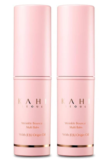 Kahi Wrinkle Bounce Multi Balm - Duo Edition | All-In-One Hydrating Balm Eye Cream Make Up Base & Moisture Balm Stick | Daily Moisturizer Stick With Salmon-Derived Sodium Dna (0.64 Oz)