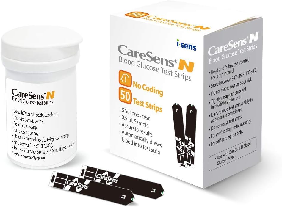 Caresens N Blood Glucose Test Strips (50 Ct) - Only For Caresens N Family Meter Kits…