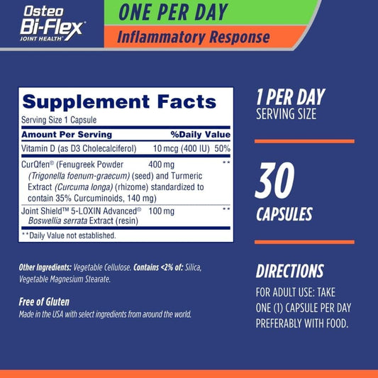 Osteo Bi-Flex One Per Day + Inflammatory Response Joint Health Supplement, Capsules, 30 Ct