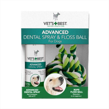 Vet's Best Natural Dental Spray & Floss Ball |Clean Teeth and Fresh breath for Dogs?80377-6p