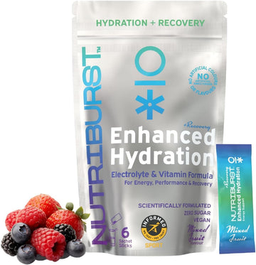 Nutriburst - Energy Electrolytes + 11 Vitamins & Minerals • Energy • Natural Caffeine • Performance - Suitable For Vegans - 6 Pack: Strawberry & Watermelon - Enhanced Hydration