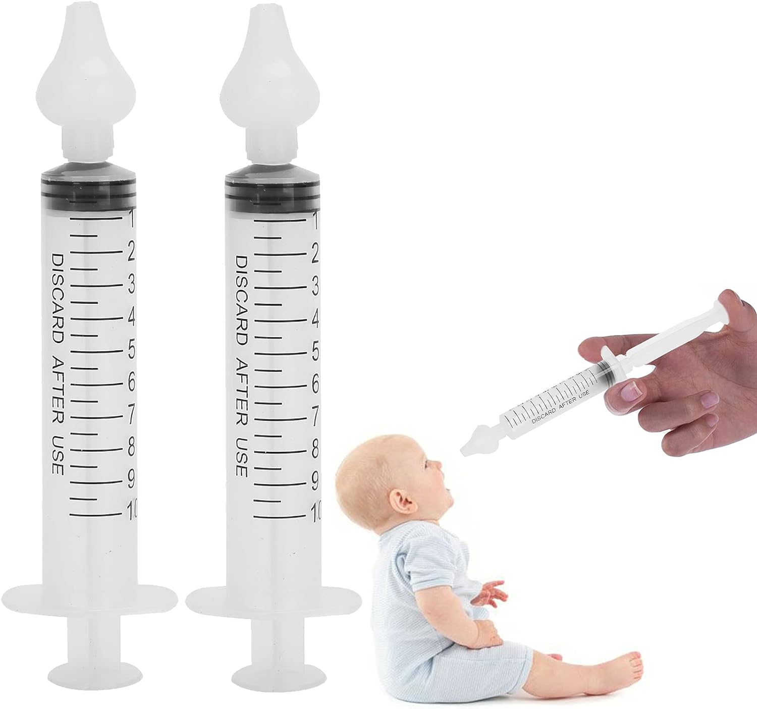 2Pcs 10ml Syringe Nasal Irrigator, Silicone Baby Infant Nose Cleaner Syringe Baby Nasal Irrigator Professional Baby Nasal Aspirator Nose Wash Cleaner Rinsing Device for Babies