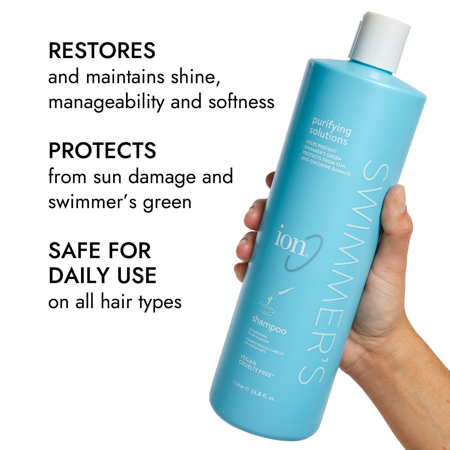 ion Purifying Solutions Swimmer’s Shampoo, Protects Against Sun Damage and Swimmer’s Green, Great for All Hair Types, 33.8 oz. : Hair Shampoos : Beauty & Personal Care