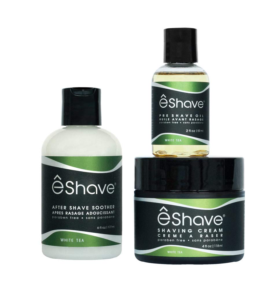 Shaving Products Collection Including 2 Oz Pre-Shave Oil, 4 Oz Shaving Cream And 6 Oz After Shave Lotion (White Tea)