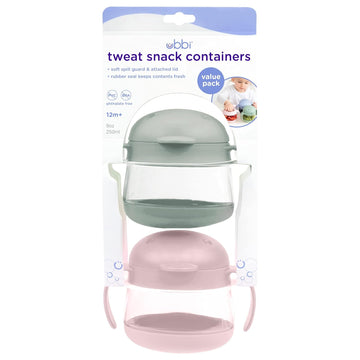 Ubbi Tweat No Spill Snack Container For Kids, Bpa-Free Tritan, Toddler Snack Container, Sage & Pink