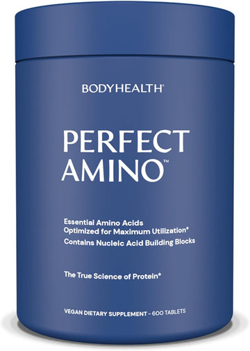Bodyhealth Perfectamino, Essential Amino Acid With Bcaas + Lysine, Phenylalanine, Threonine, Methionine, Tryptophan, Supplement For Muscle Mass Production, Recovery & Strength (600 Ct)