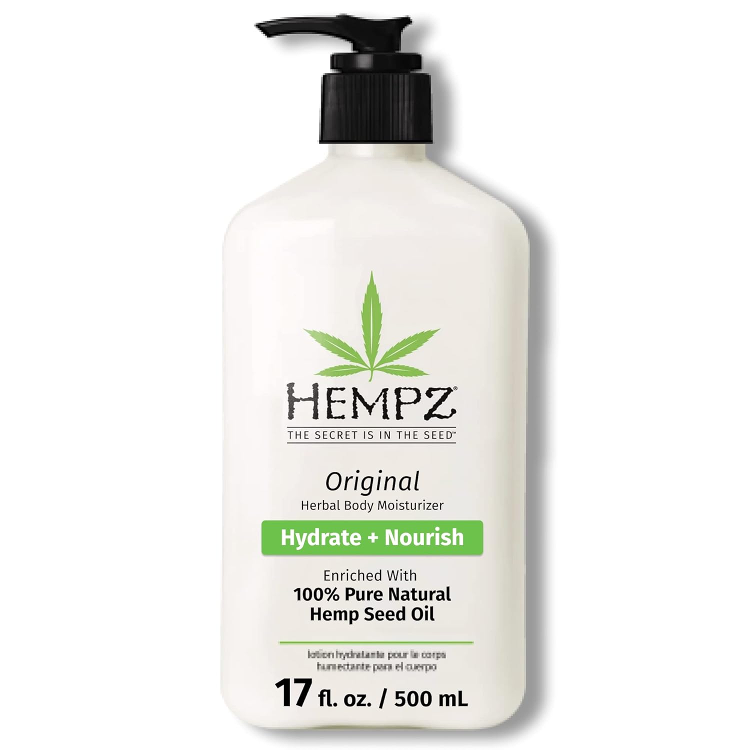 Hempz Original, Natural Hemp Seed Oil Body Moisturizer With Shea Butter And Ginseng, Original Scent, Floral Banana, 17 Fl.Oz ( Packaging May Vary )