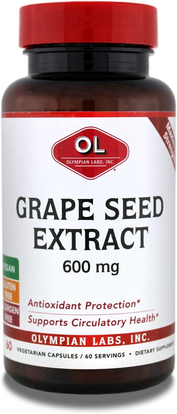 Olympian Labs Grape Seed Extract 600Mg, Supports Heart & Immune Health, 60 Count