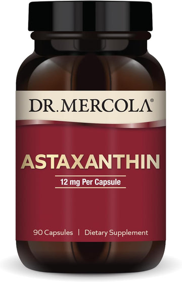 Dr. Mercola Astaxanthin, 90 Servings (90 Capsules), Dietary Supplement, 12 Mg Per Capsule, Provides Antioxidant Power For Overall Health, Non-Gmo