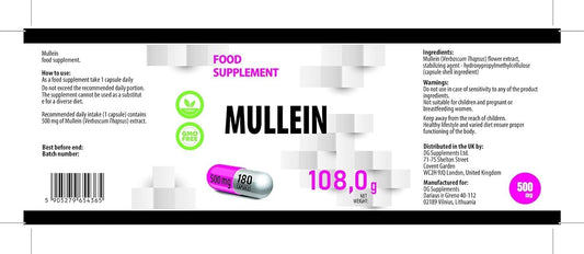 Hepatica Mullein Leaf Extract | 500Mg | 180 Vegan Capsules | High Strength Lung & Respiratory Support | Verbascum Thapsus Herbal Supplement