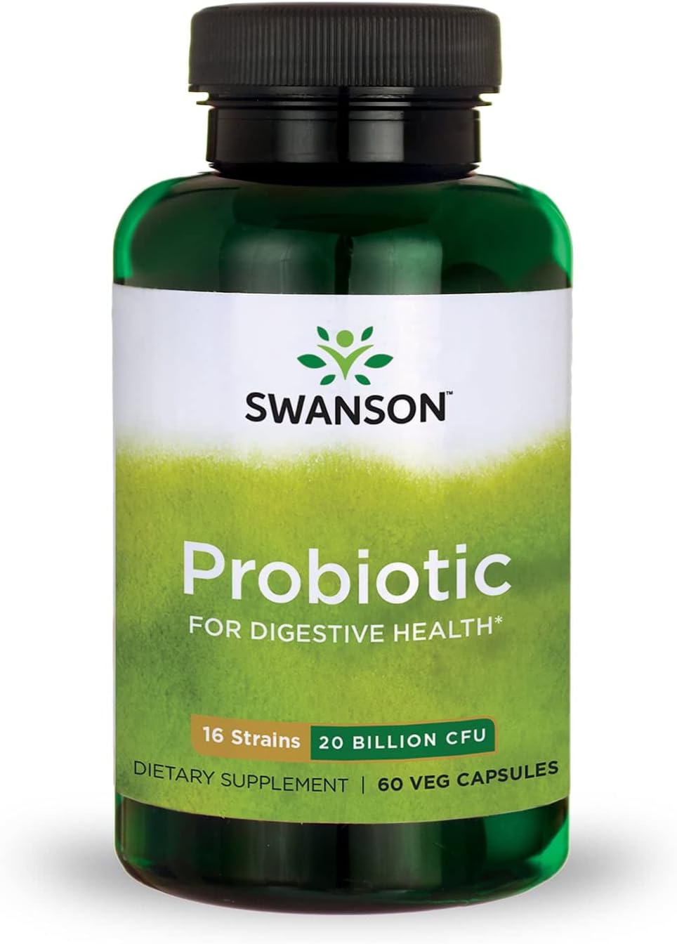 Swanson Probiotic For Digestive Health Gi Tract Immune Support Travelers Support 20 Billion Cfu With Prebiotic Fos 60 Veggie Capsules