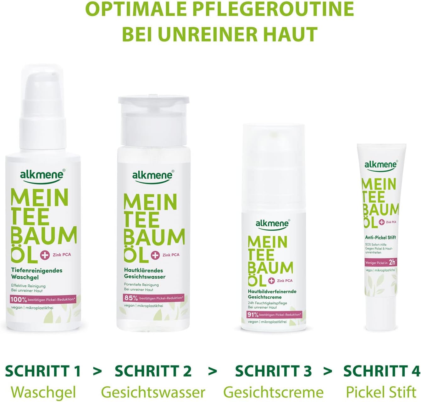 alkmene tea tree oil facial cream for impure skin - vegan facial care without silicones, parabens & mineral oil - deep pore cleansing for the face - cream in pack of 3 (3x 50 ml)