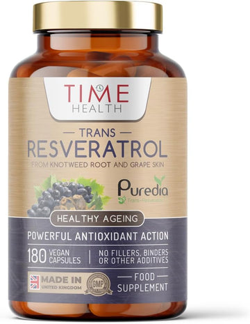Trans Resveratrol - Premium Brand Puredia - 180 Capsules - 3 Month Supply - Effective Split Dose For Maximum Benefits From Trans-Resveratrol - Uk Manufactured - Zero Additives (180 Count (Pack Of 1))