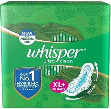 Whisper Ultra Clean Sanitary Pads XL+ wings (50 Count) Sanitary Pad