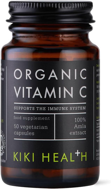 Kiki Health Organic Plant-Based Vitamin C Supplement - Vegan-Friendly Formula With Essential Nutrients For Immune Support - Vitamin C Capsules Promotes Skin Health & Collagen Production - 50 Vegicaps