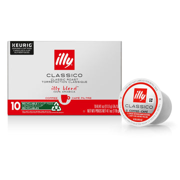 Illy Coffee, Smooth And Balanced, Classico Medium Roast Coffee K-Cups, Made With 100% Arabica Coffee, All-Natural, No Preservatives, Coffee Pods For Keurig Coffee Machines,10 K-Cup Pods (Pack Of 1)